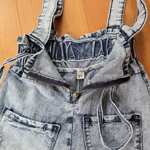 Vintage overalls light wash bow detail preppy gorpcore cottage boho - Picture 9 of 9